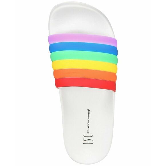 INC Women's Rainbow Rubber Slide Slippers Medium - Picture 2 of 4